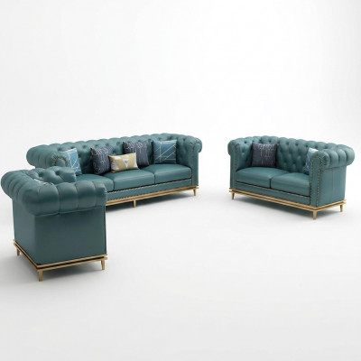 Chesterfield Sofa Garnitur Polstersëtzer Garnituren 2-Tlg. Set 3+2 Sëtzer Nei Couch