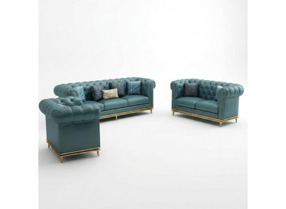 Chesterfield Sofa Garnitur Polstersëtzer Garnituren 2-Tlg. Set 3+2 Sëtzer Nei Couch
