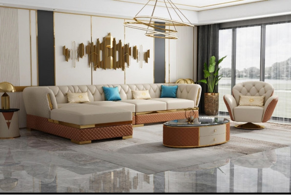 Exklusiv Eckcouch Miwwelen Wunnzëmmer Couch Polster Luxus Sofa Eckgarnitur