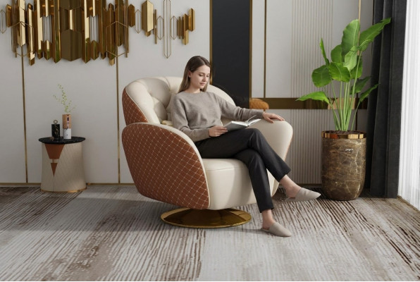 Fauteuil Einsitzer Relax 360° Rotatiounsstull Polster Liederfauteuil Sofa Club