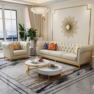 Design Wunnlandschaft Sofagarnitur 3+1 Sëtzer Ledersofa Wunnzëmmer