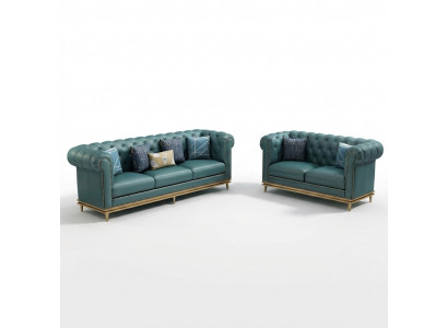 Sofagarnitur 3+2 Sëtzer Ledersofa Modern Sofa Designer Sofa Nei Chesterfield