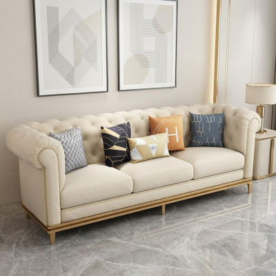 Klassesche Dräisëtzer Sofa 3 Sëtzer Design Chesterfield italienesche Stil