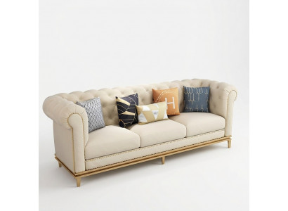 Klassesche Dräisëtzer Sofa 3 Sëtzer Design Chesterfield italienesche Stil