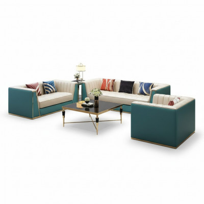 Sofagarnitur Designer Sofa Ledersofa 321 Sitzplazen Dekorativ Modernt Sofa