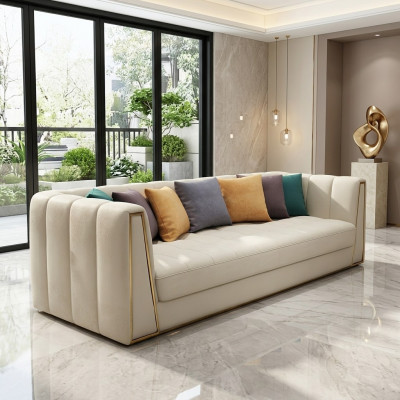 Dräisëtzer Wunnlandschaft Modern Sofa 3 Sëtzer Ledersofa Designer