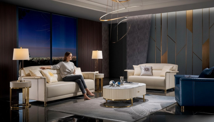 Modern Ledercanapé Polster Garnitur 2-stéck Set 3+2 Sëtz Wohnzimmer Sëtz