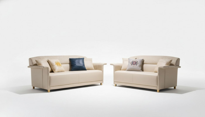 Modern Ledercanapé Polster Garnitur 2-stéck Set 3+2 Sëtz Wohnzimmer Sëtz