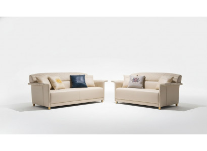 Modern Ledercanapé Polster Garnitur 2-stéck Set 3+2 Sëtz Wohnzimmer Sëtz