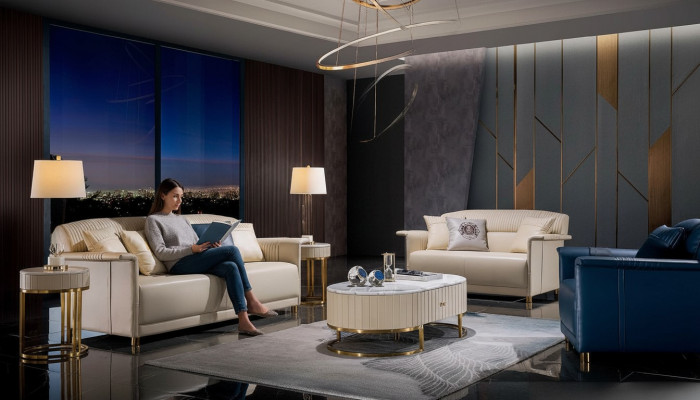 Wunnzëmmer Designer-Sofa Sofa-Garnitur 3+2+1 Plaz Ledersofa Modernes