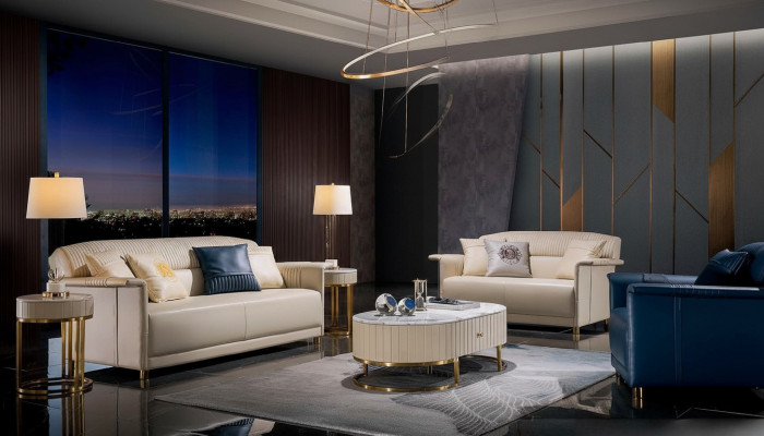 Wunnzëmmer Designer-Sofa Sofa-Garnitur 3+2+1 Plaz Ledersofa Modernes