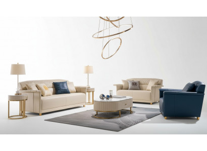 Wunnzëmmer Designer-Sofa Sofa-Garnitur 3+2+1 Plaz Ledersofa Modernes