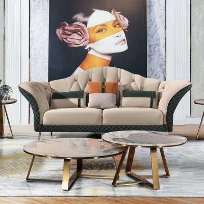 Designer Garnituren Sofa Canapé Polster Garnitur 6tlg. Set Lieder Couchtisch