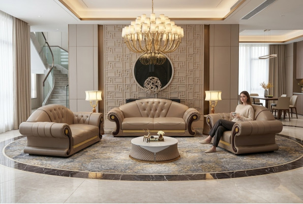 Chesterfield Sofa Klassesch Couch Garnitur Couchgarnitur 3-Deel Sëtzpolster