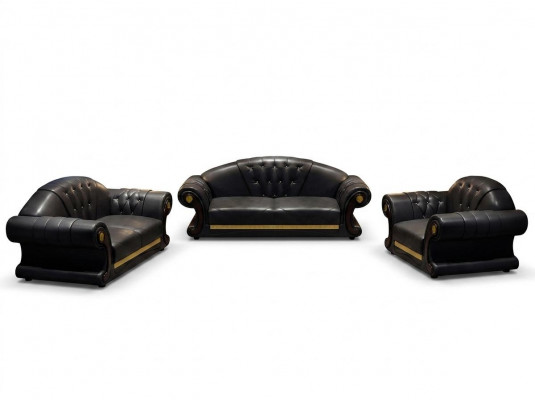 Chesterfield Sofa Garnitur Komplett Set Sofa 6-teil. Sitzkëssen Niewechen Dësch Dësch
