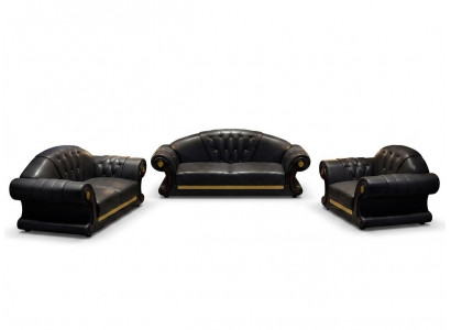 Chesterfield Sofa Garnitur Komplett Set Sofa 6-teil. Sitzkëssen Niewechen Dësch Dësch