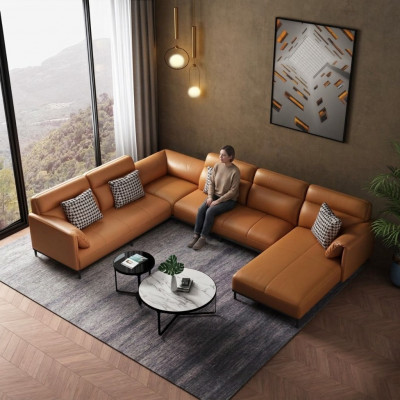 Wohnzëmmer Eckcouch Design Ecksofa Miwwelen Liederpolster Canapé Sofa