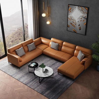 Wohnzëmmer Eckcouch Design Ecksofa Miwwelen Liederpolster Canapé Sofa