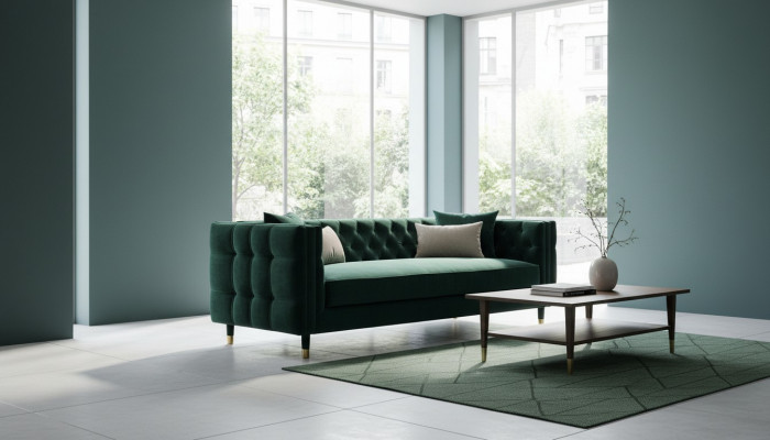 Chesterfield Sofa Wunnzëmmer Stoffcouch Couch Polstersëtz Garnitur 3er Sofae Nei