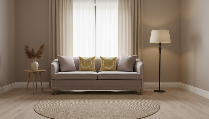 Italienesch Stil Miwwelen Dräisëtzer Sofa Canapé Polster Sofas Holz Textil