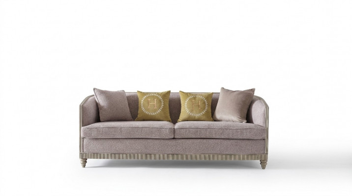 Italienesch Stil Miwwelen Dräisëtzer Sofa Canapé Polster Sofas Holz Textil