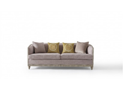 Italienesch Stil Miwwelen Dräisëtzer Sofa Canapé Polster Sofas Holz Textil