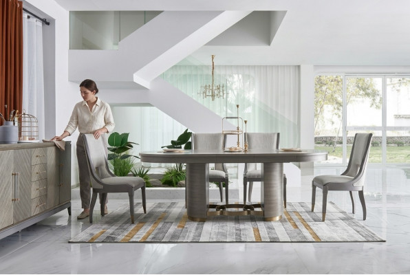 Luxus Iessensemble Dësch mat 6 Lehnstillen Komplett Grupp Dubai Stil