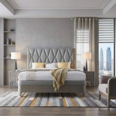 Schlofkummer Set Bett Nuetsdësch Design Modern Luxus Better Grupp