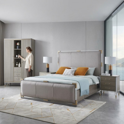 Luxus Schlofzëmmer Miwwelen Bett 2x Nuetsdësch Set Better Dubai Hotel Miwwelen