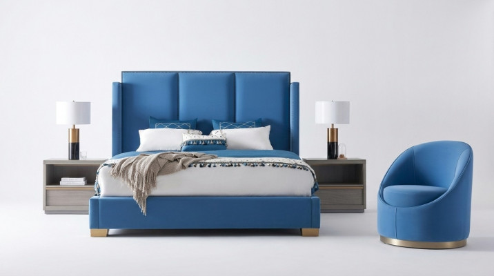 Royal Blo Bett Duebel Schlofzëmmer Better Textil 180x200 Luxus Hotel