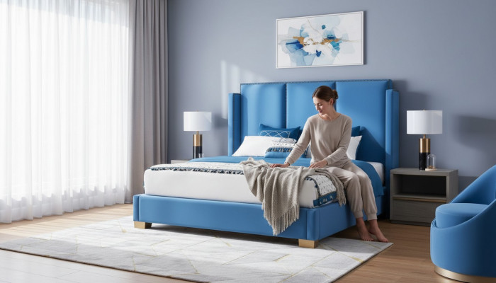 Schlofkummer Luxus Bett Miwwelen 2x Nuetschekëscht Set Better Dubai Hotelmiwwelen