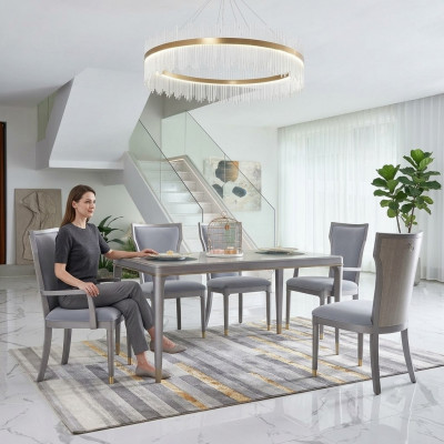 Komplett Garnitur Dësch mat 6 Still Luxus Miwwelen Hotel Dubai Ariichtung