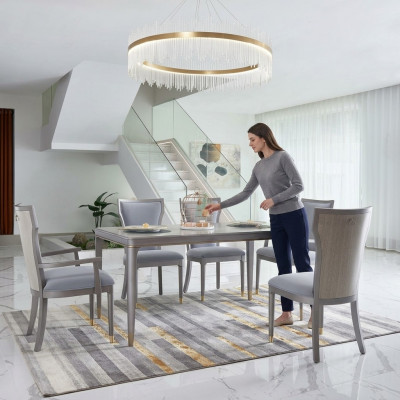 Iesszëmmer Dësch Designer Luxus Miwwelen Holz Dëscher 160x90cm Wunnzëmmer