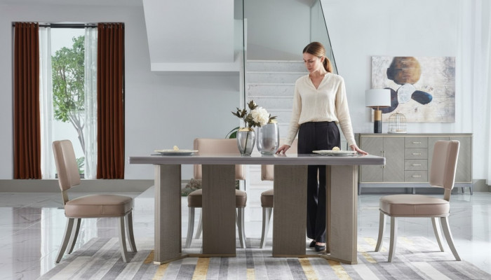 Komplett Iesszëmmer Garnitur Dësch + 6x Armstull Still Luxus Iessgrupp