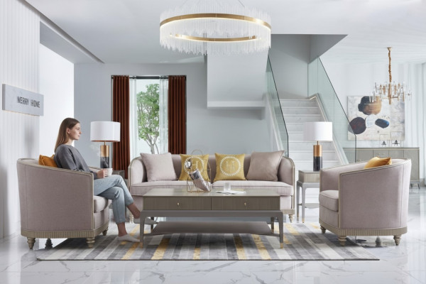 Luxus Miwwelen Sofagarnitur Wunnzëmmer Sofa Couch Polsterset Komplett