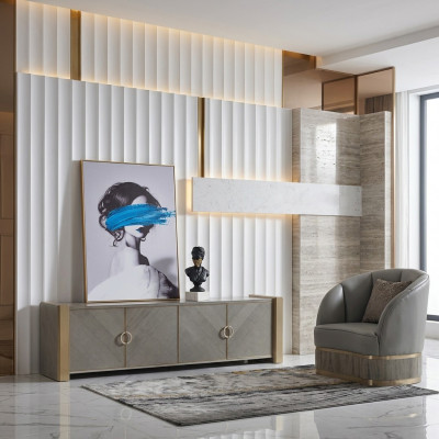 Luxus RTV Sideboard Schaf Kommode Schief Schiefer Sideboard Lowboard