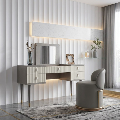 Make-up Dësch Spigel Dekor Hocker Komplett Set Kommod Schlafzimmer Nei