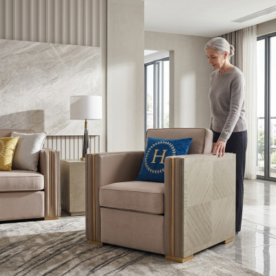 Luxus Still Miwwelen Wunnzëmmer Eenzuersofa Canapé Lounge Club Hotel