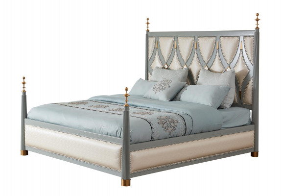 Luxus Miwwelen Schlofkummer Hotel Better Royal Gold Bett Holzbett 180x200cm