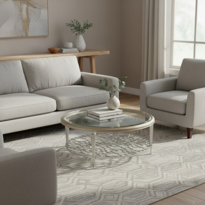 Couchtisch Bäistelltisch Dësch aus Glas Wunnzëmmer Designerdësch Miwwelen Ronn