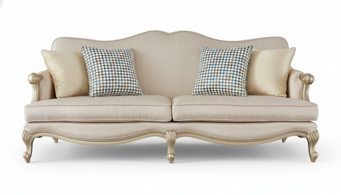 Klassesch Miwweldesign Sofagarnitur 3+1 Sëtzer Couch Sofa Polstergarnituren