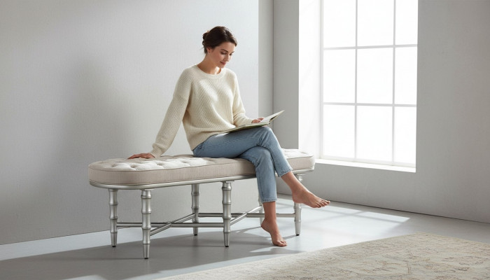 Design Hocker Bank Miwwel Luxus Pouf Fousshocker Polsterschemel Sëtzhocker