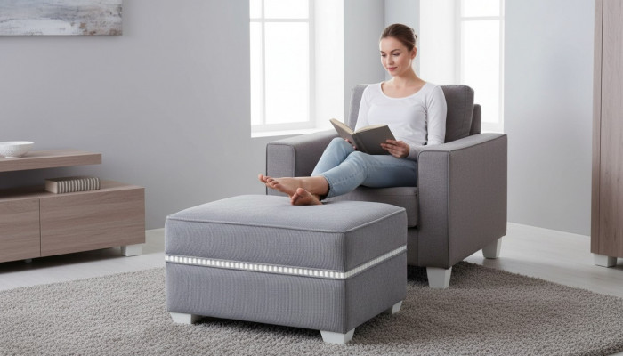 Textil Hocker Sofa Pouf Polster Nieweelhocker Miwwelhocker Hocker Holz