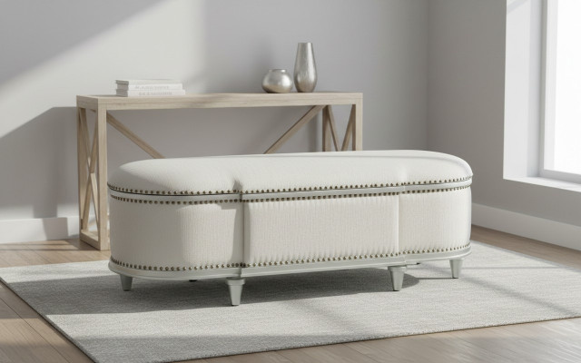 Oval Truhenhocker Klassesch Foussstaang Foussocker Bänk Sëtzbank