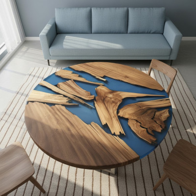 Ronn Dëscher Iessdësch Design Dësch Modern Mier Floss Miwwelen 90 cm