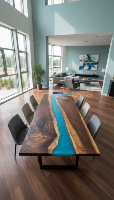Dëscher Iessdësch Design Dësch Modern Mier Floss Miwwelen Dëscher Epoxid
