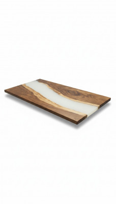 Waasserfall Epoxy Dësch Gossbarz Iessdësch Epoxidharz Eechte Holz Massiv