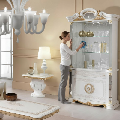 Vitrin Italienesch Luxus Miwwel Vitrine Kommodus Schaf Glas Design Schaf