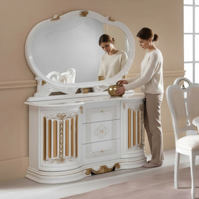 Klassesch Kommode Anrichte mat Spigel XXL Schaf Sideboard Italienesch Miwwelen