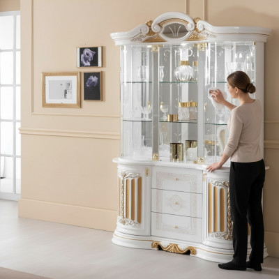 Italienesch Luxusmiwwelen XXL Vitrin Kommodeschaf Glas Designer Schaf Neit
